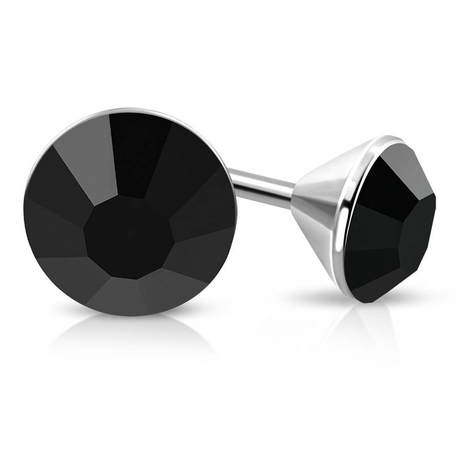 SALE! ALWAYS NIEU Lifetime Quality - Jet Black Crystal Stud Earrings Stainless Steel