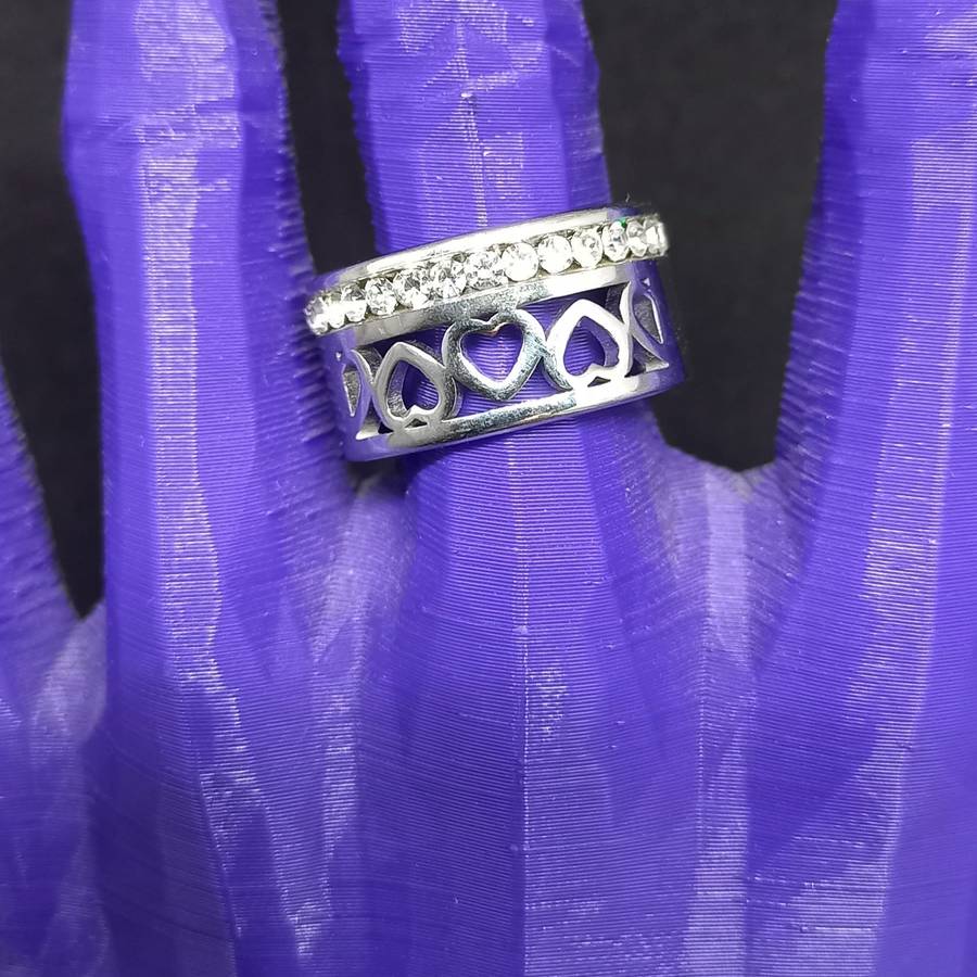 Titanium Heart Ring With Cr. Diamonds Size 10