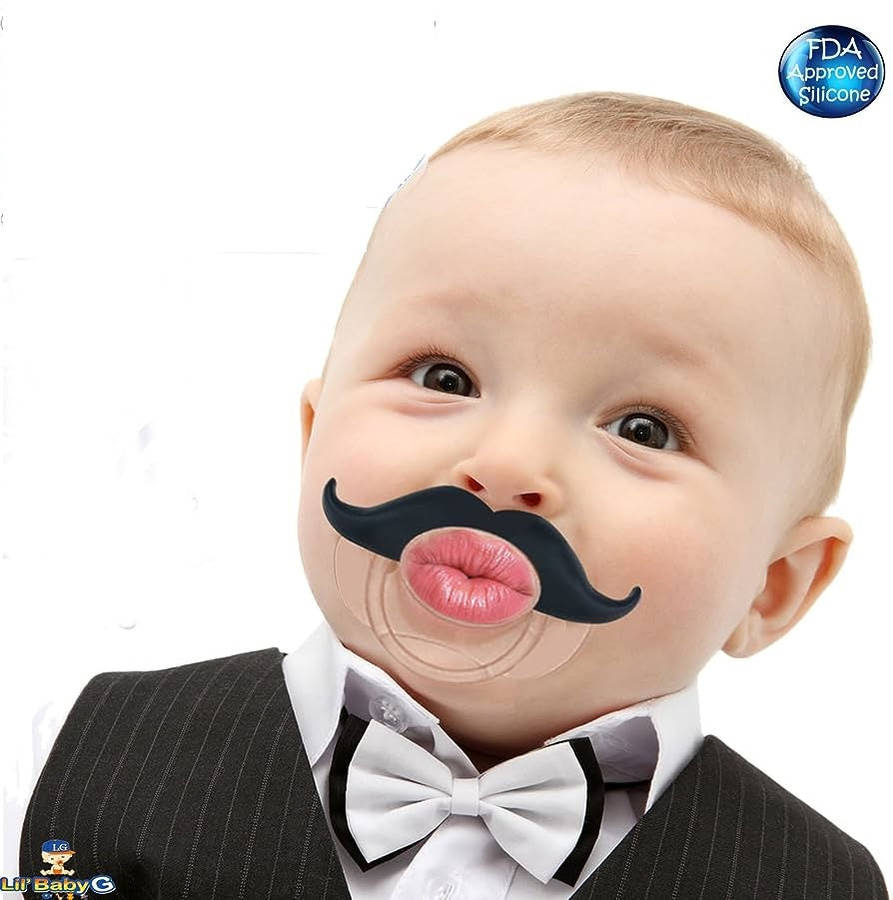 Joyful Baby Pacifier - Moustache with Red Lips