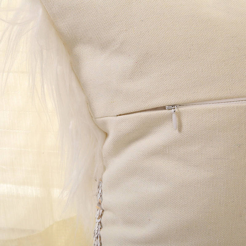Two-Way Sequin and Faux Fur Pillow Case with Inner Cushion