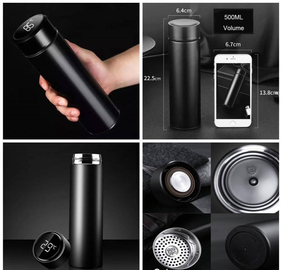 Stainless Steel Thermo Water Bottle with Temperature Display 500ml