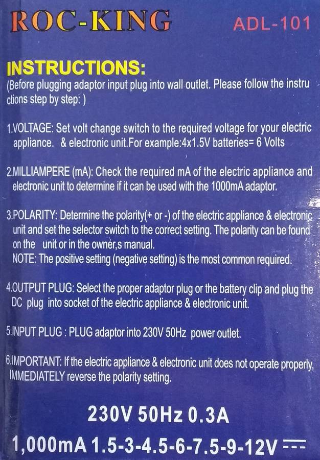 Roc-King Universal AC/DC Power Adapter