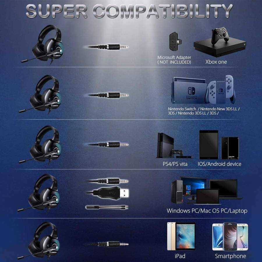 ONIKUMA K6 Stereo Gaming Headset for PS4 PC XBOX Switch