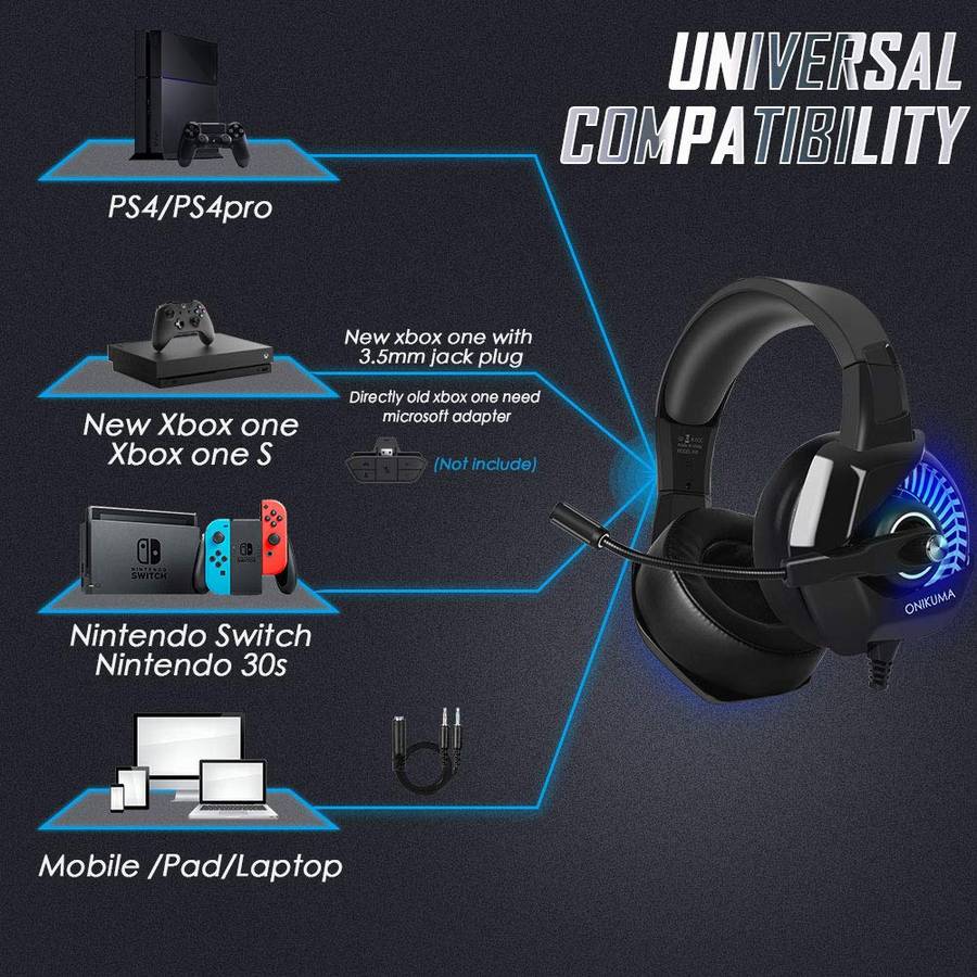 ONIKUMA K6 Stereo Gaming Headset for PS4 PC XBOX Switch