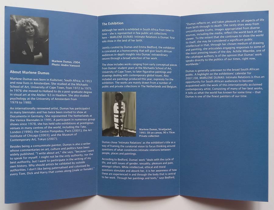 Marlene Dumas: Intimate Relations (Brochure to Accompany Exhibition)