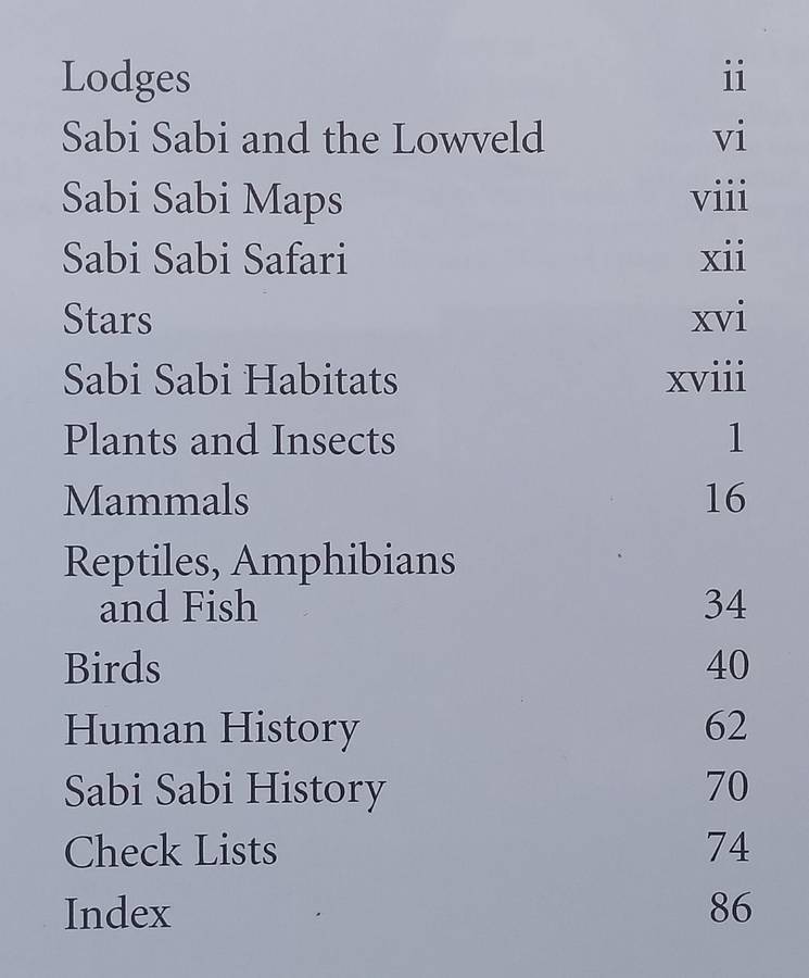 Sabi Sabi Field and Information Guide