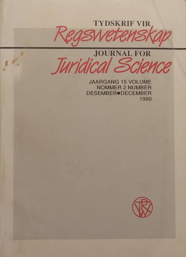 Journal for Juridical Science (Vol. 15, No. 2, December 1990)