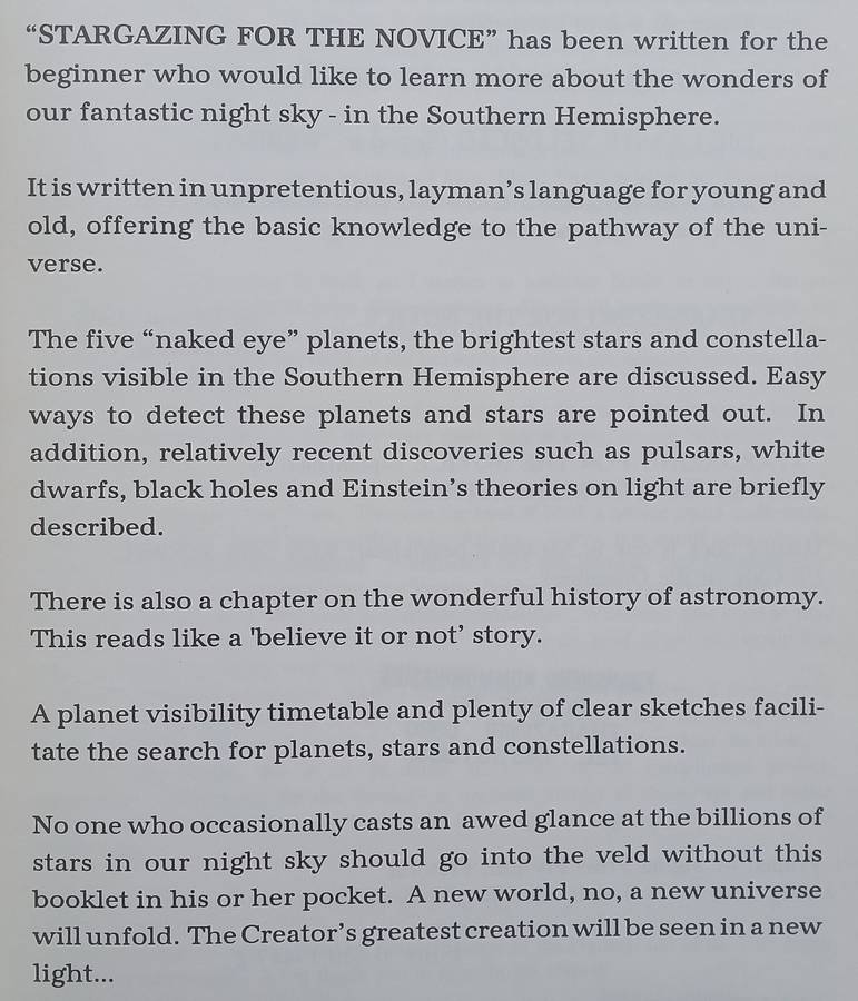 Stargazing for the Novice | Franz Conradie