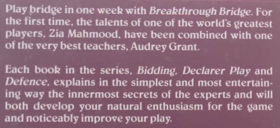 Breakthrough Bridge: Defence for Beginners | Zia Mahmood & Audrey Grant