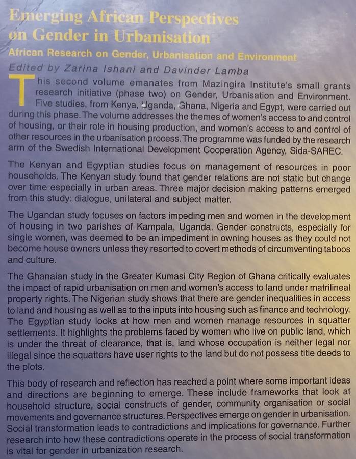 Emerging African Perspectives on Gender in Urbanisation: African Research on Gender, Urbanisation...