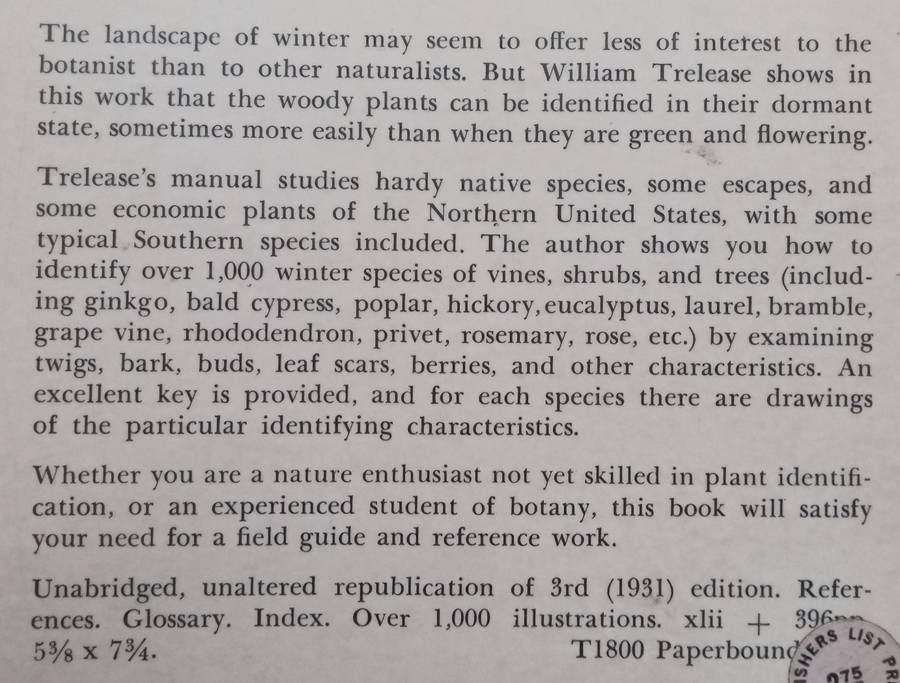Winter Botany: An Identification Guide to Native Trees and Shrubs | William Trelease