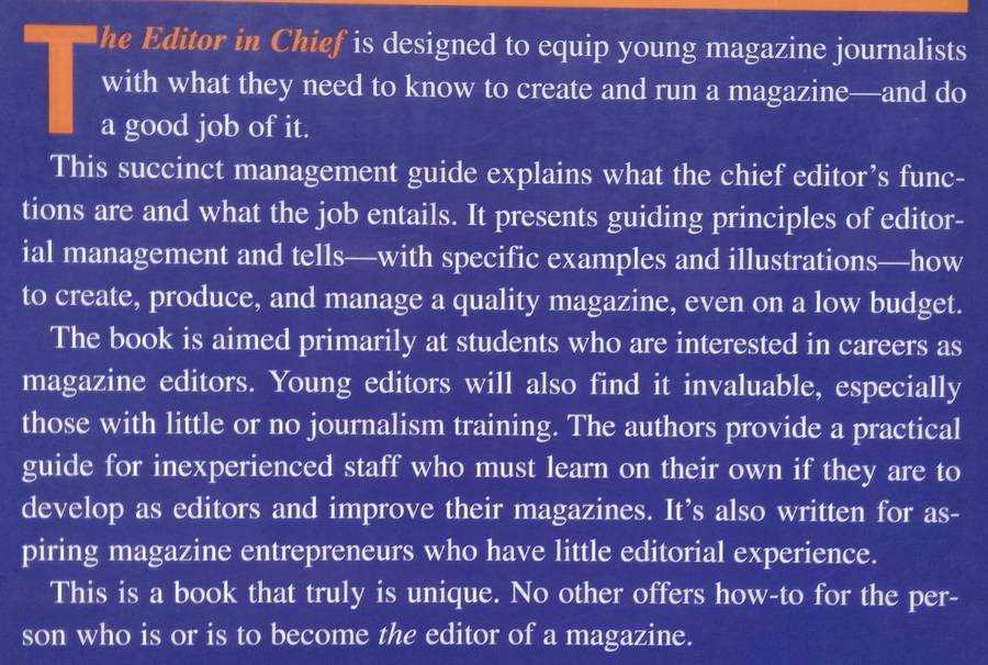 The Editor in Chief: A Practical Management Guide for Magazine Editors | Benton & Coleman Patterson