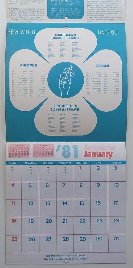 New Market Meat Co. 1981 Calender (With Recipes and First Aid Hints and Useful Tips)<br data-mce-...