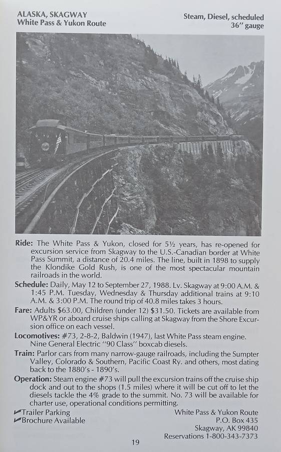 Steam Passenger Directory Including Electric Lines and Museums (23rd Annual Edition, 1988) | Marv...