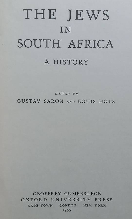 The Jews in South Africa: A History | Gustav Saron & Louis Hotz (Eds.)