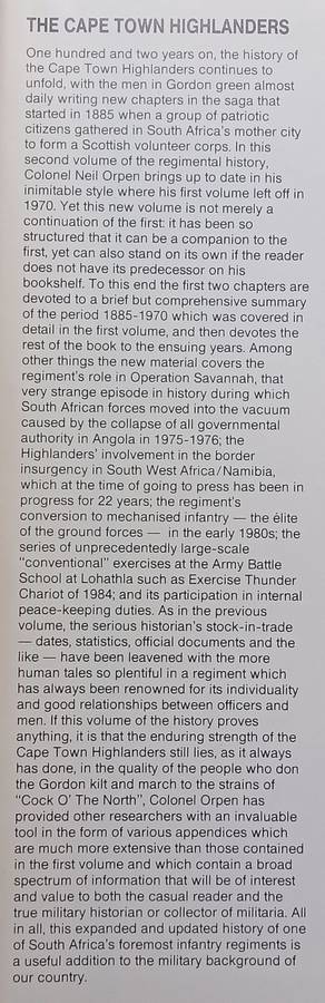 The Cape Town Highlanders, 1885-1985 (With Loosely Inserted Letter and Errata Slip) | Neil Orpen