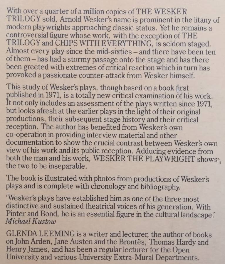 Wesker: The Playwright | Glenda Leeming