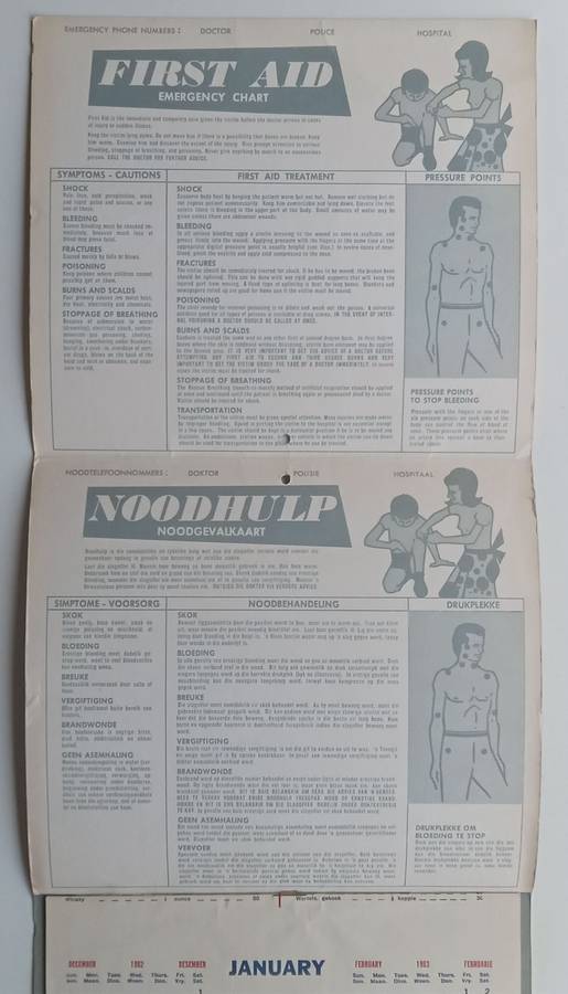 The Yeoville Pharmacy 1963 Calender (With Recipes and First Aid Hints and Useful Tips)