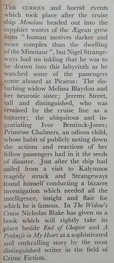 The Widows Cruise (First Edition, 1959) | Nicholas Blake