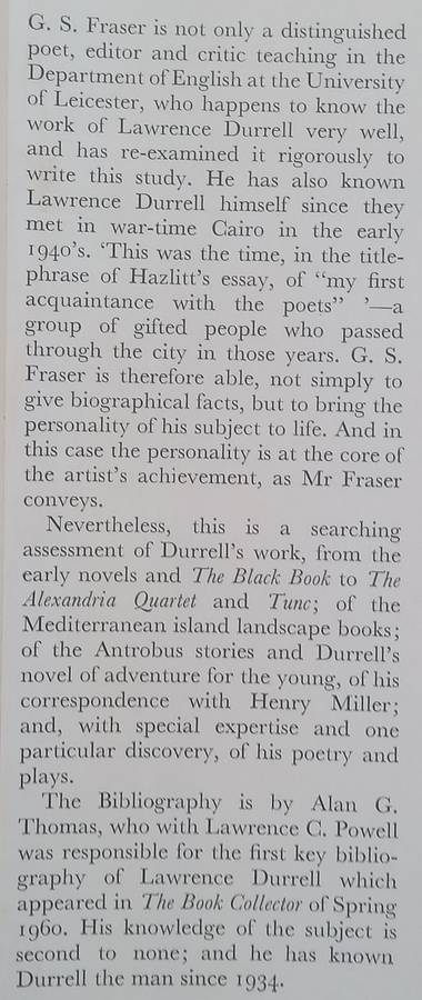 Lawrence Durrell: A Study | G. S. Fraser