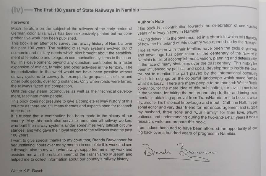 The First 100 Years of State Railways in Namibia, 1897-1997 | Brenda Bravenboer & Walter Rusch
