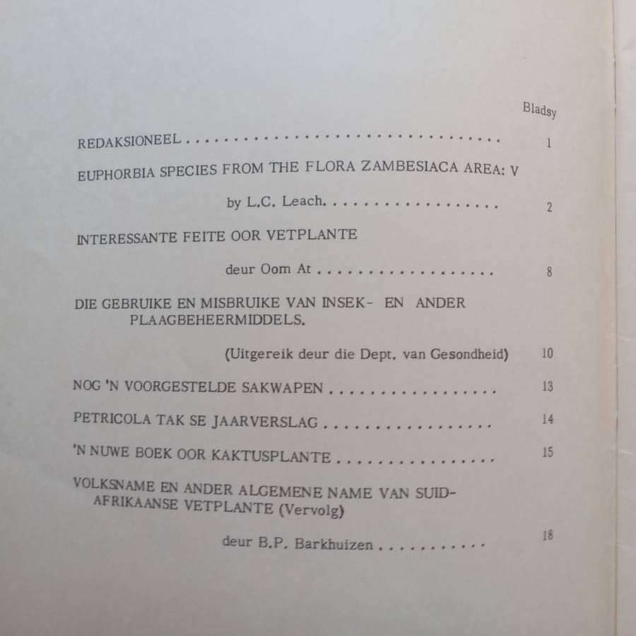 Aloe (January  March 1967, Mix of Articles in Afrikaans and English)