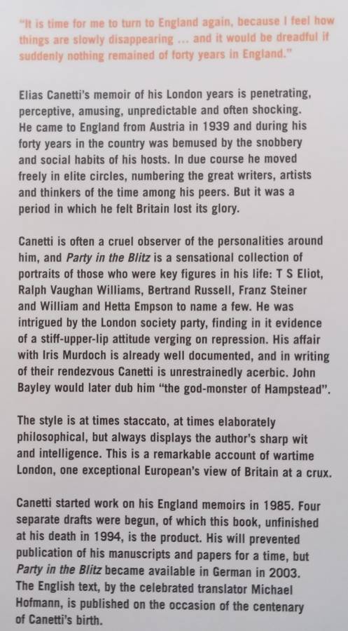 Party in the Blitz: The English Years | Elias Canetti