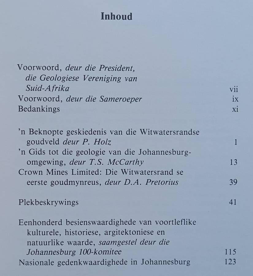 Gids tot Plekke van Geologiese en Mynboukundige Beland aan die Sentrale Witwatersrand (Afrikaans)...