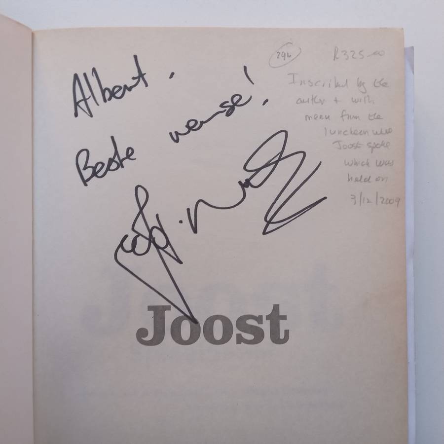 Joost: Spieelbeeld (Inscribed by Joost van der Westhuizen, with Menu, Afrikaans) | David Gemmell