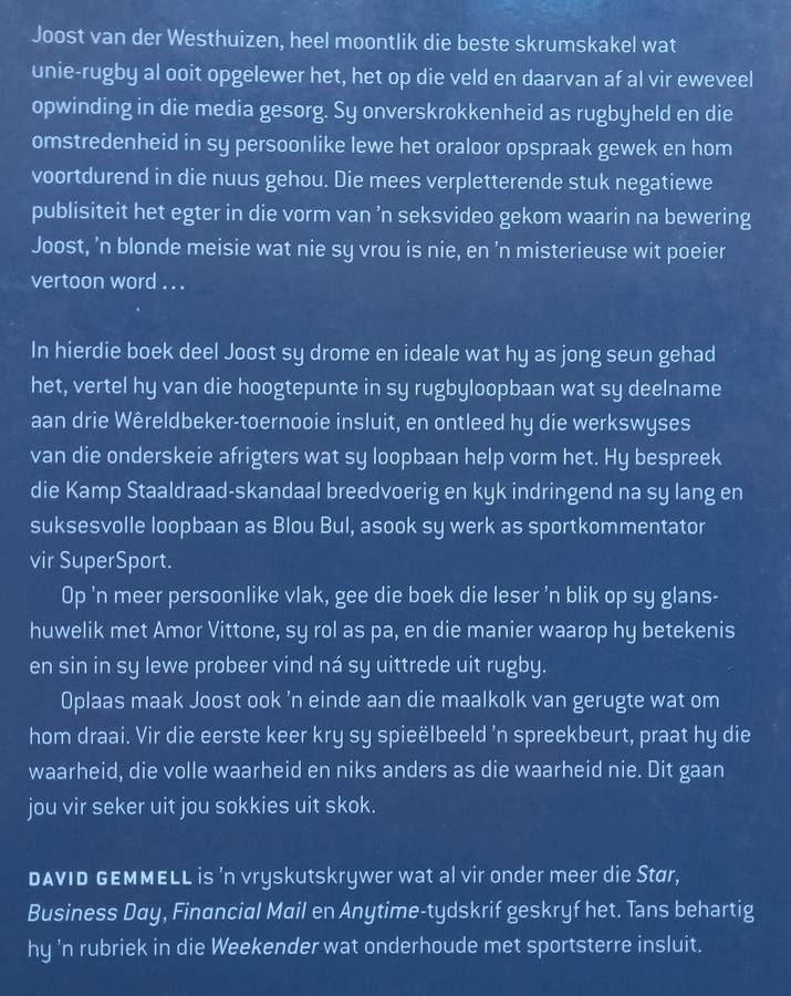 Joost: Spieelbeeld (Inscribed by Joost van der Westhuizen, with Menu, Afrikaans) | David Gemmell