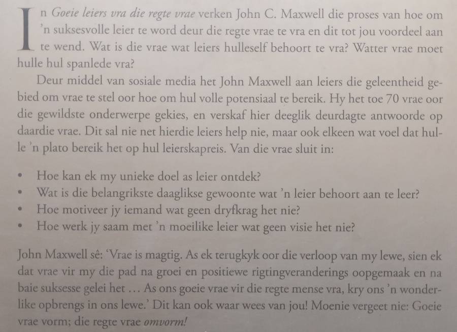 Goeie Leiers vra die Regte Vrae (Afrikaans) | John C. Maxwell