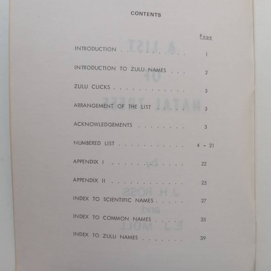 A List of Natal Trees | J. H. Ross & E. J. Moll