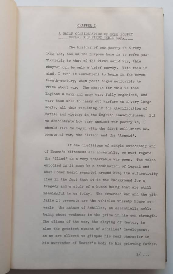 Some Reflections on English War Poetry, with Particular Reference to the 1914-1918 War (Inscribed...
