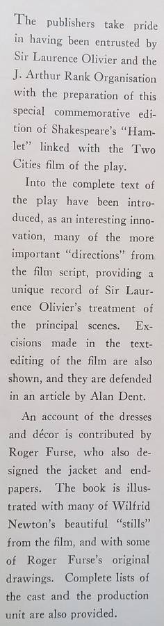 Hamlet: The Film and the Play (With Loosely Inserted Flyer for Film) | Alan Dent (Ed.)