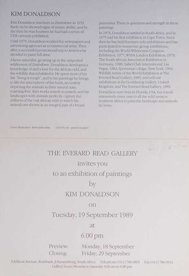 Kim Donaldson (Invitation to an Exhibition of his Work)