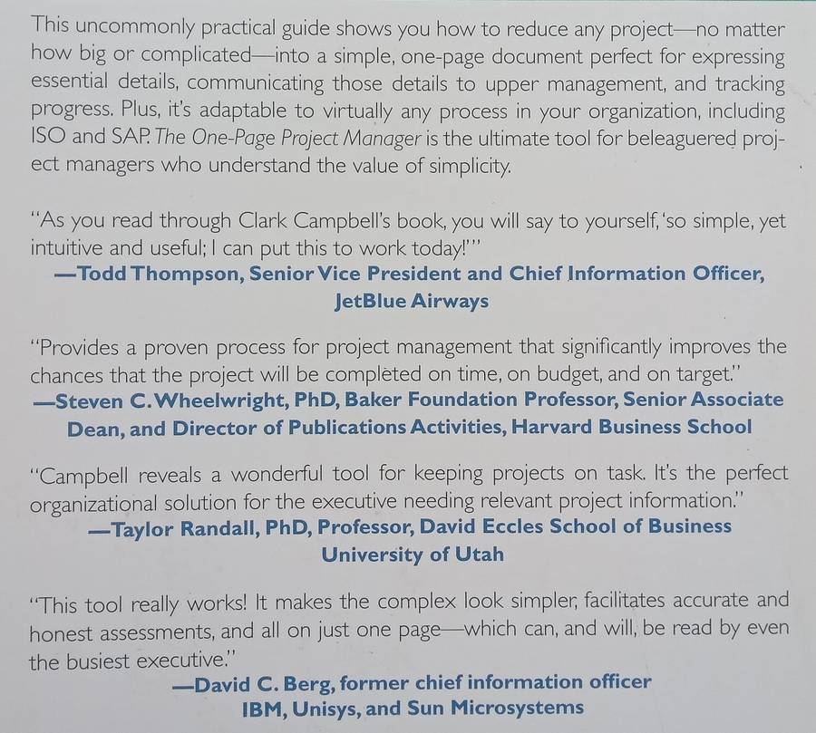 The One-Page Project Manager | Clark A. Campbell
