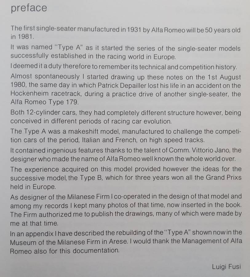 Alfa Romeo Tipo A Monoposto Single-Seater (Dual Language Edition, English/Italian) | Luigi Fusi