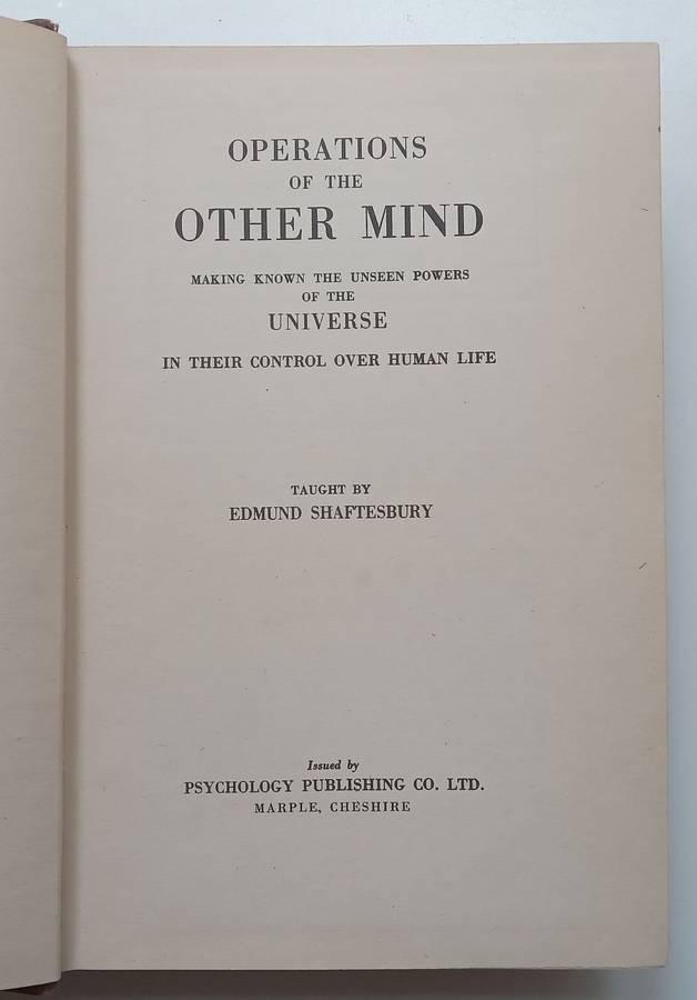 Operations of the Other Mind Making Known the Unseen Powers of the Universe in Their Control over...