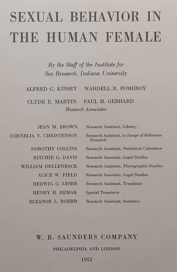 Sexual Behaviour in the Human Female (First Edition, 1953) | Alfred C. Kinsey, et al.