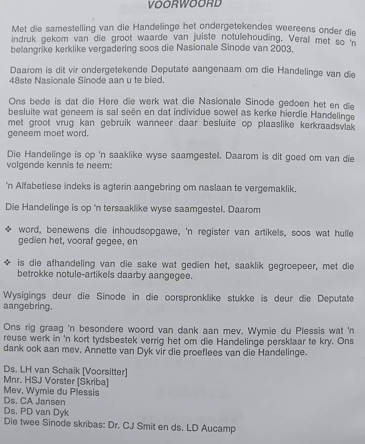 Handelinge van die 48ste Sinode 2003 en Twee Addendum van die Emeritaatsversorgingskombinasie (Af...