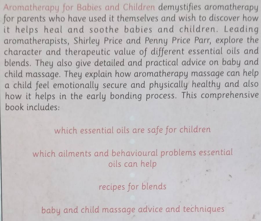 Aromatherapy for Babies and Children | Shirley Price & Penny Price Parr