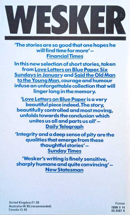 Love Letters on Blue Paper, and Other Stories (Short Stories) | Arnold Wesker