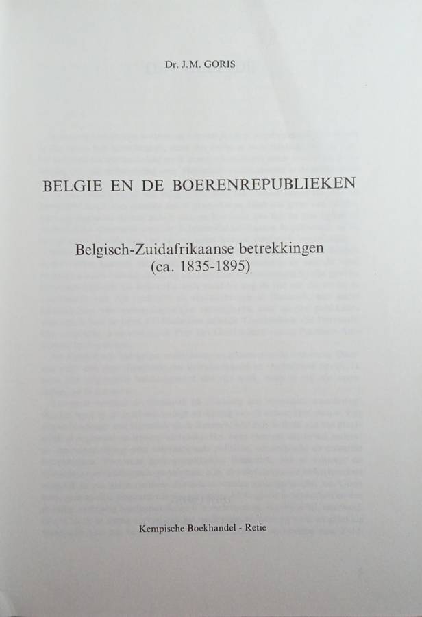 België en de Boerenrepublieken [Dutch] | J.M. Goris