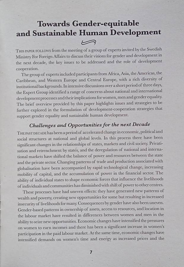 A Vision for Gender and Development