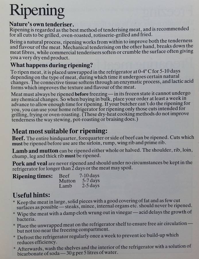 The Ripening and Freezing of Meat