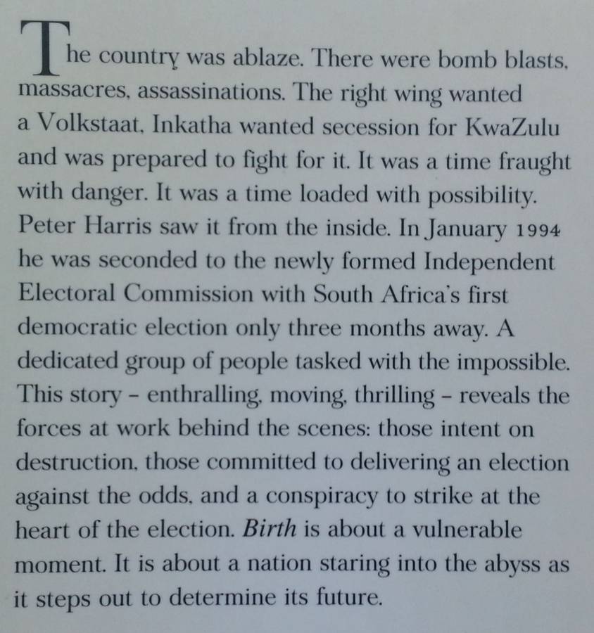 Birth: The Conspiracy to Stop the '94 Elections (Inscribed by Author) | Peter Harris