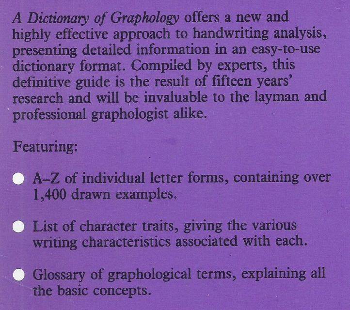A Dictionary of Graphology | Gloria Hargreaves & Peggy Wilson