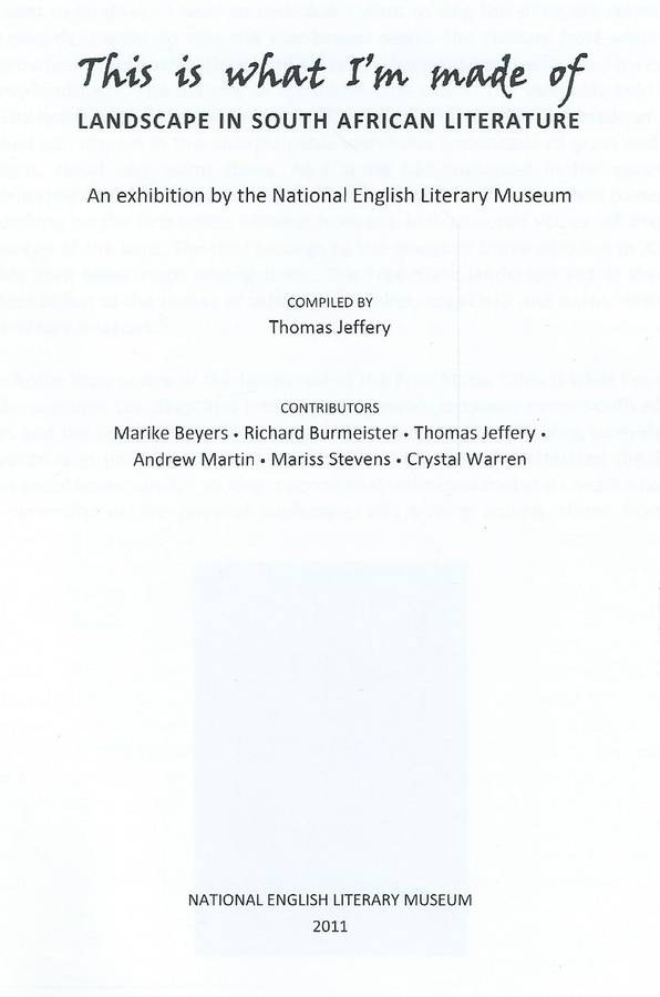 This is What I'm Made Of: Landscape in South African Literature | Thomas Jeffery (Ed.)