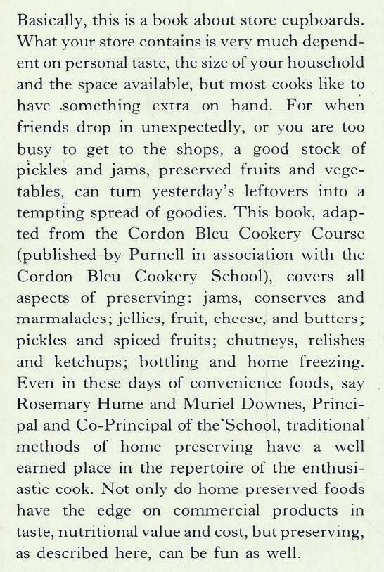 Cordon Bleu: Preserving (Jams, Preserves, Pickles and Home-Freezing)