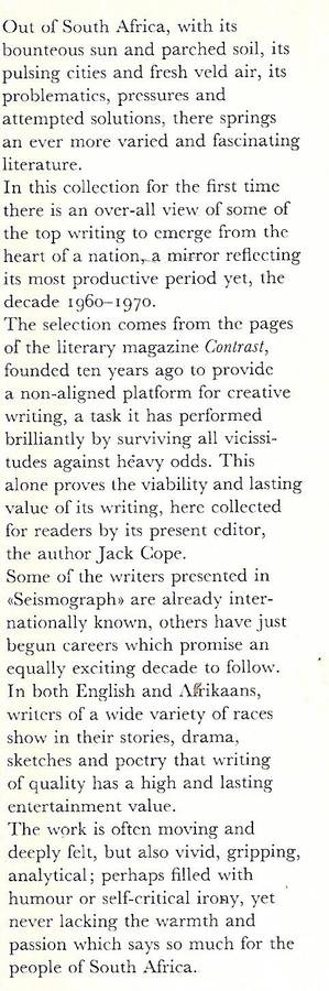 Seismograph: Best South African Writing from Contrast | Jack Cope (Ed.)